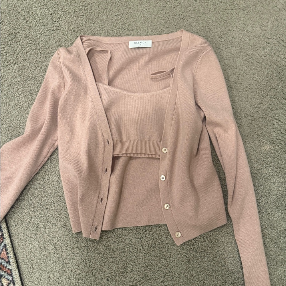 Babaton Blush Cardigan and Top Set